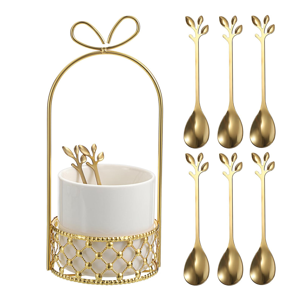Cucharas de café ELLDOO con portador cerámico, organización elegante para la mesa.
