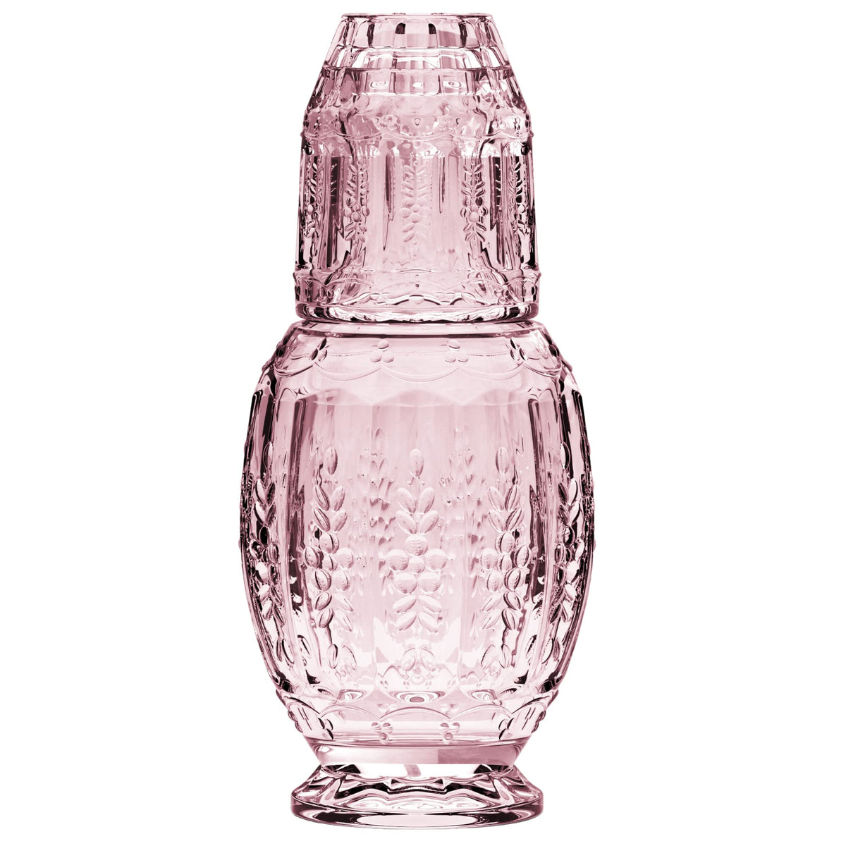 Jarra de agua Elle Decor para mesa de noche con vaso y tapa rosa