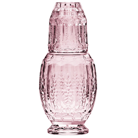 Jarra de agua Elle Decor para mesa de noche con vaso y tapa rosa