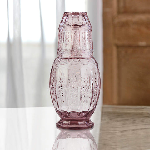 Vaso para noche Elle Decor rosa con tapa