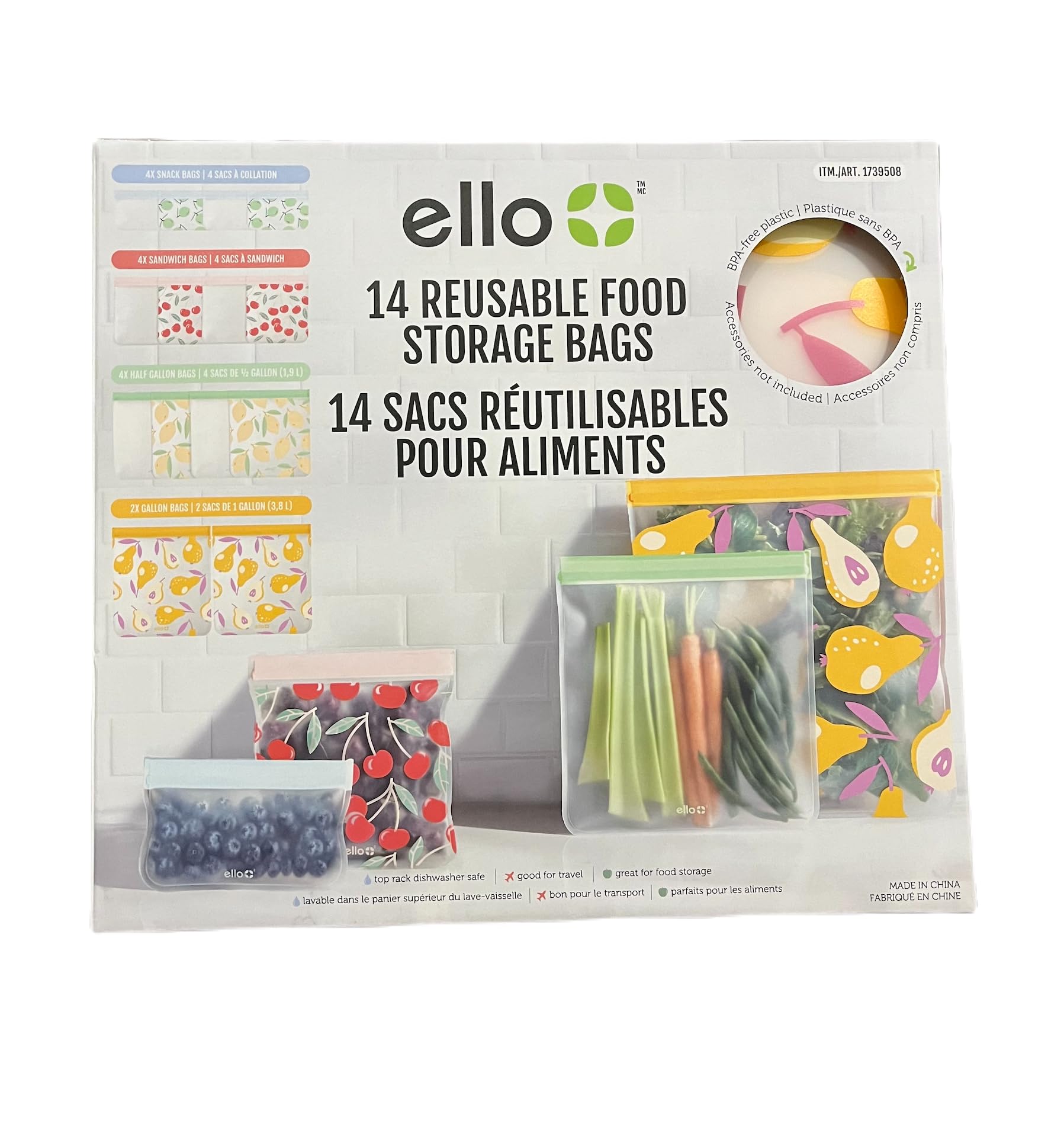 Bolsas Ello reutilizables para fruta y verdura con cierre de cremallera; prácticas y duraderas.