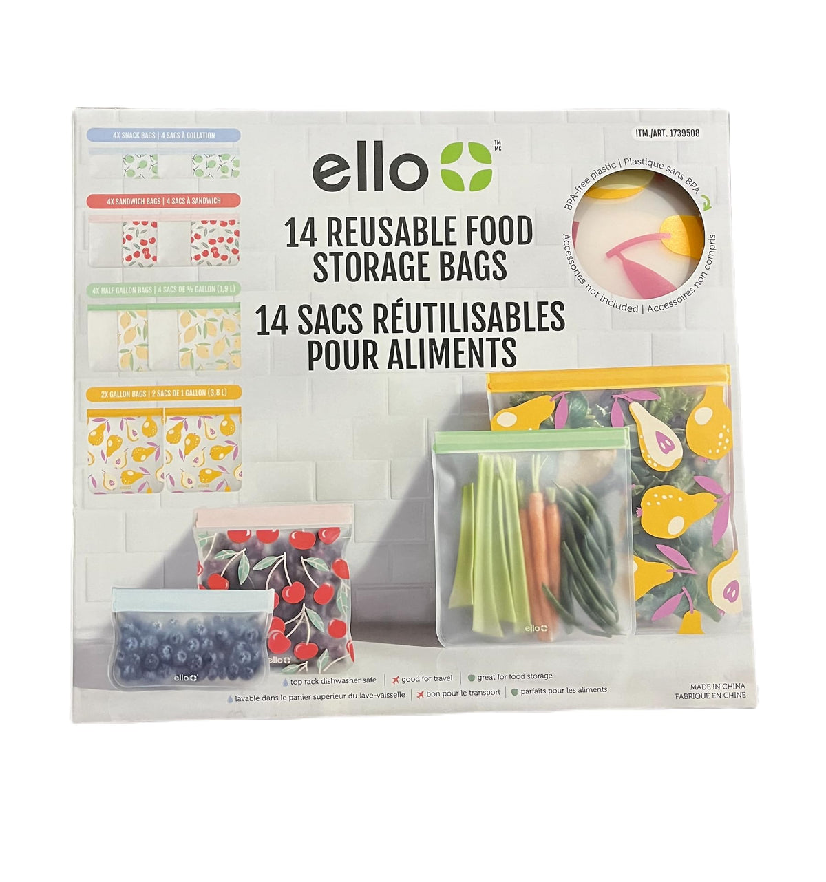 Bolsas Ello reutilizables para fruta y verdura con cierre de cremallera; prácticas y duraderas.