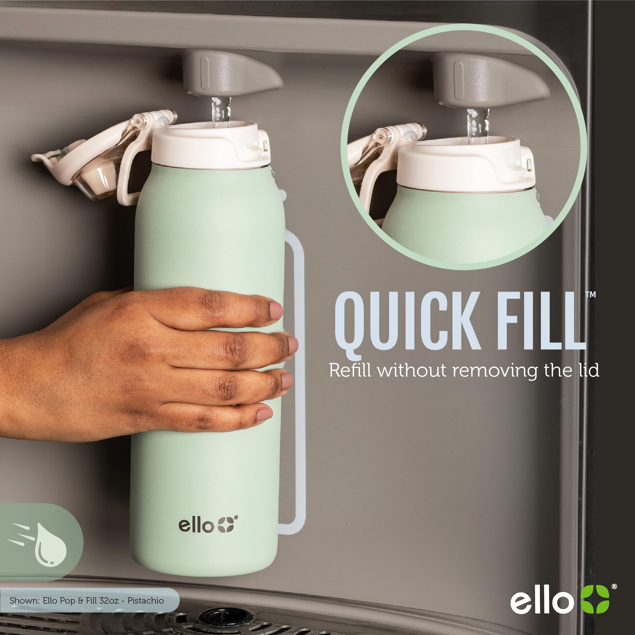 Ello Pop y Fill tapa Quick Fill para recargas rápidas