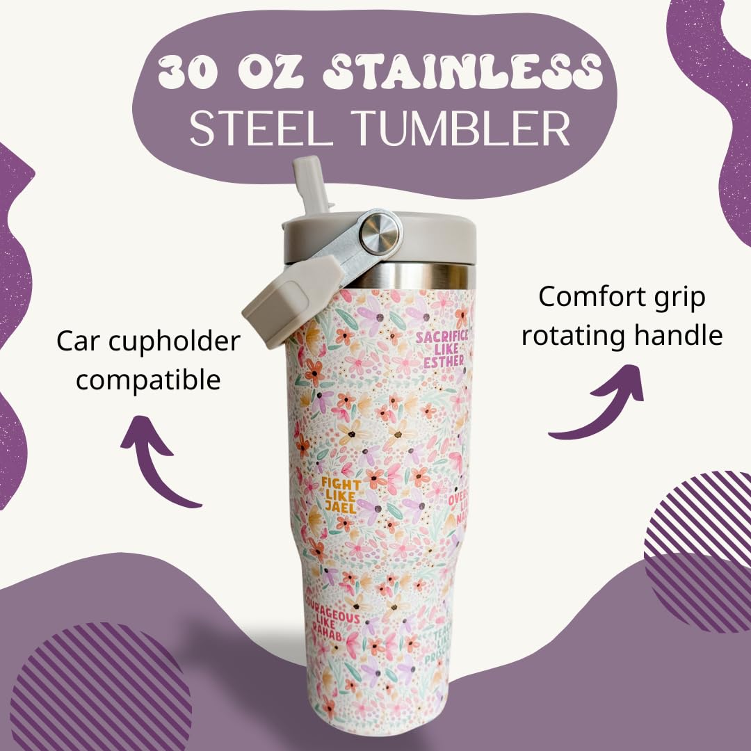 Elly and Grace tumbler con tapa segura para viajes y uso diario
