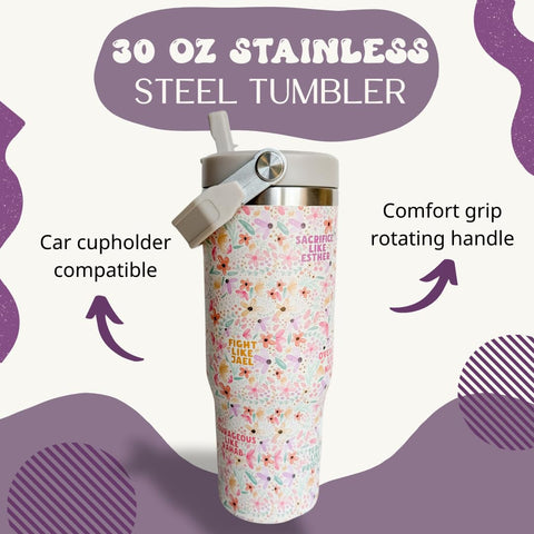 Elly and Grace tumbler con tapa segura para viajes y uso diario