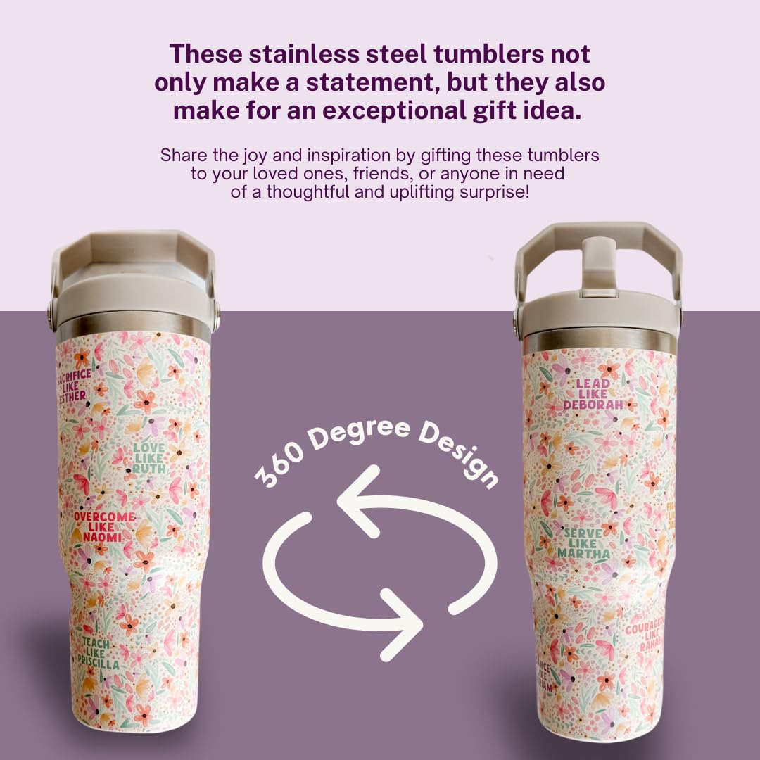 Elly and Grace tumbler usado con café en la mesa matutina
