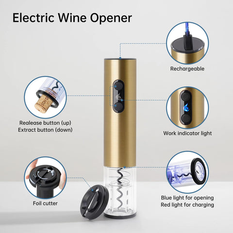 ELMWAY abre-vino con cortador de foil, facilita la preparación de la botella