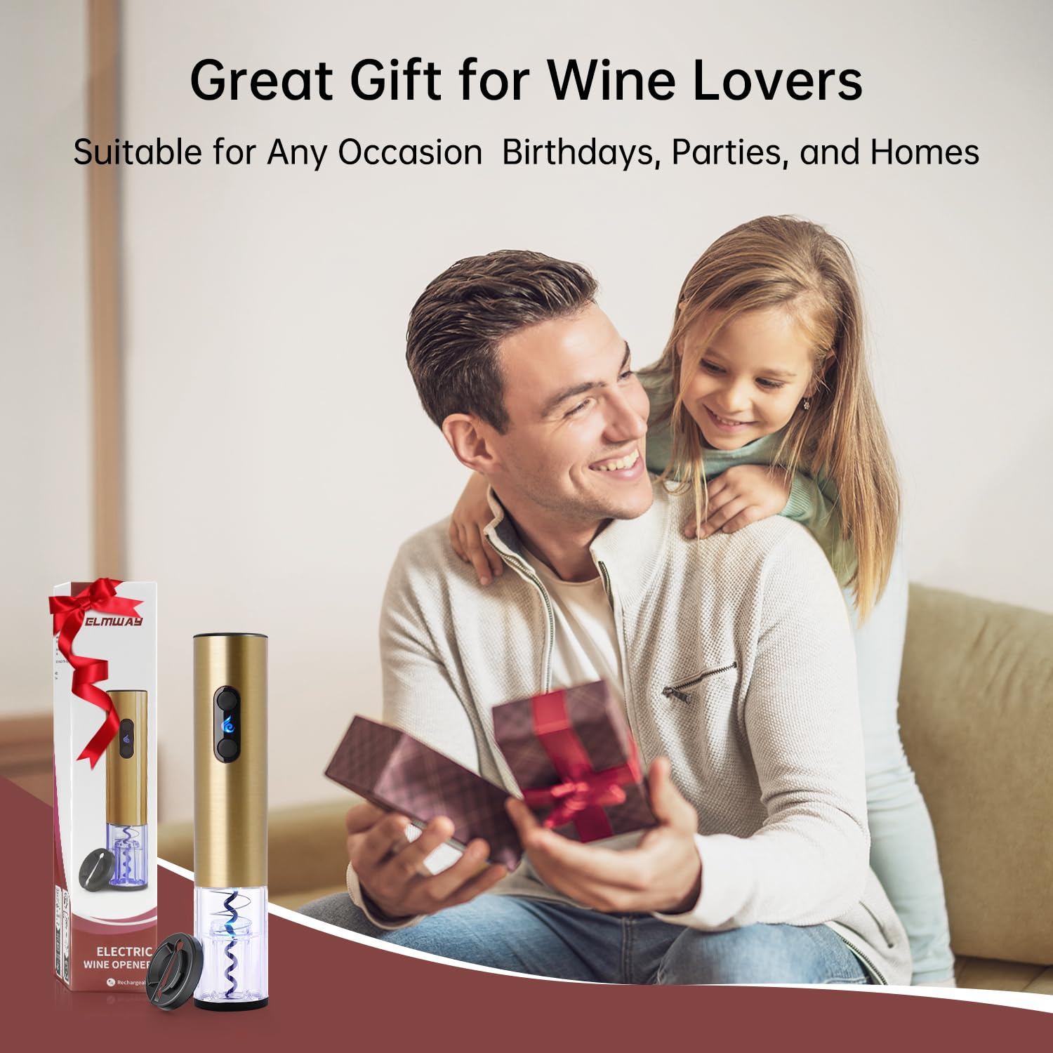 ELMWAY abre-vino en presentación de regalo, ideal para amantes del vino