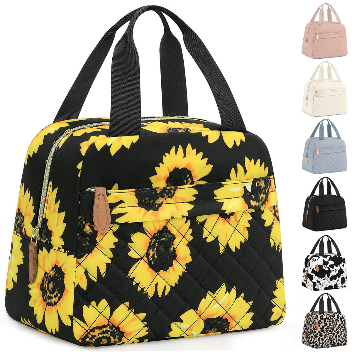 Bolsa ELONGRIVER para almuerzo aislada con tema girasol, ideal para mantener la comida fresca en la oficina.