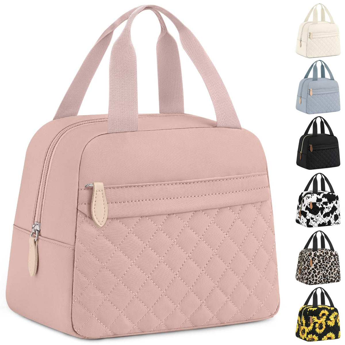 ELONGRIVER bolsa de almuerzo aislada para mujer rosa, ideal para uso diario.