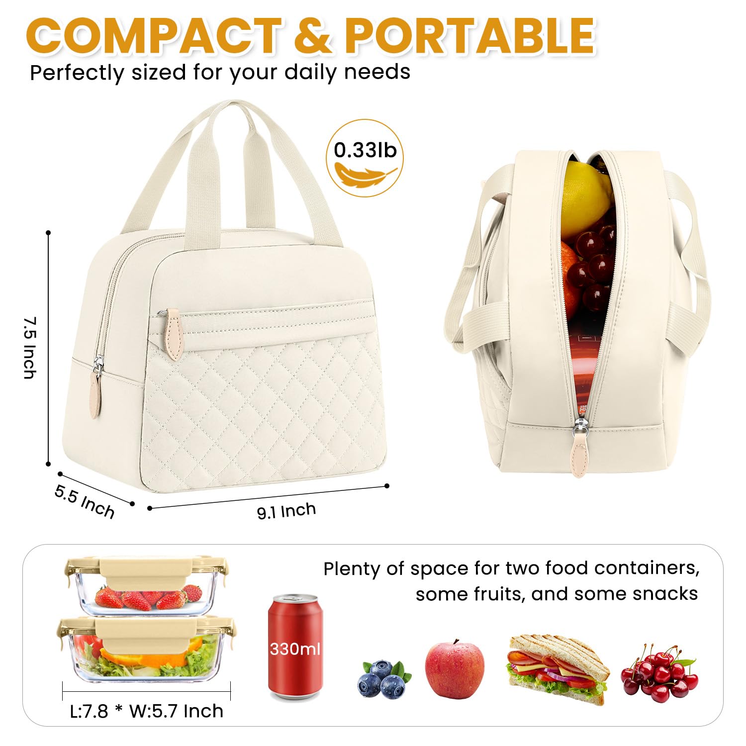 Elongriver bolso-almuerzo compartimento-principal espacioso para comidas.