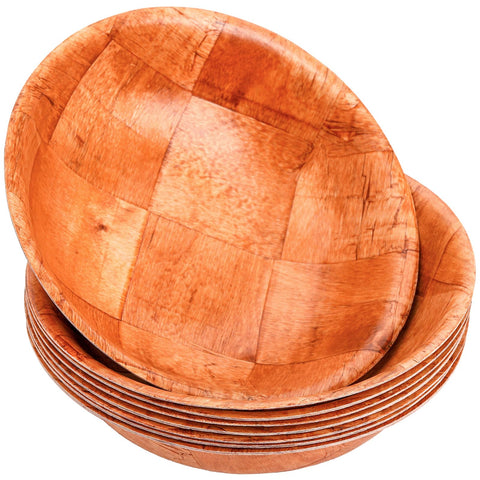Elsjoy 8 tazones de ensalada de madera para porciones individuales