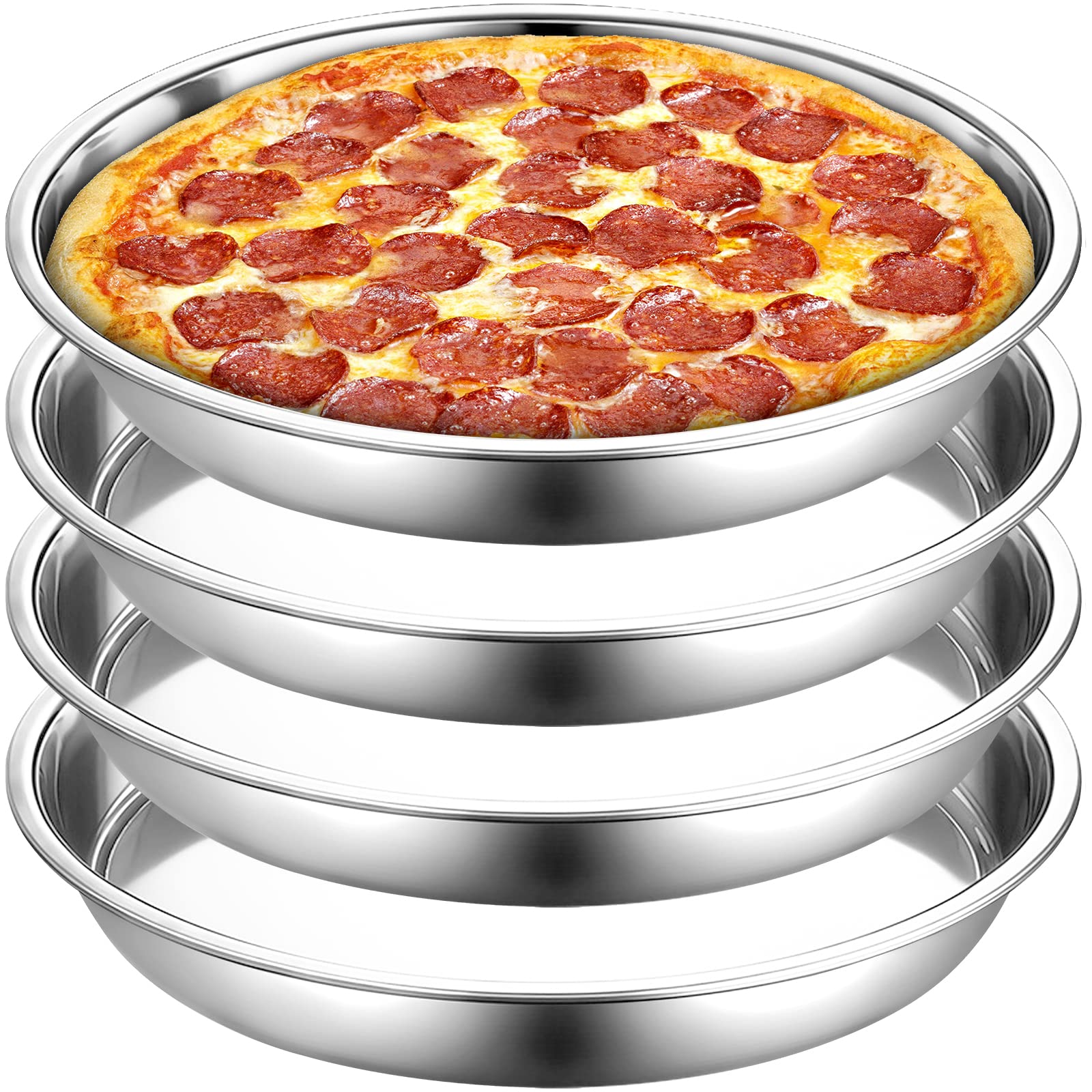 Elsjoy conjunto de 4 bandejas 13 pulgadas, diámetro externo visible, ideales para pizzas grandes en el horno