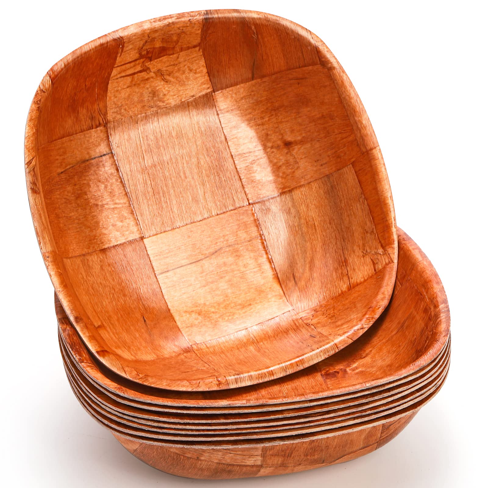 Elsjoy cuencos ensalada cuadrados de madera abedul, ideales para servir ensaladas.