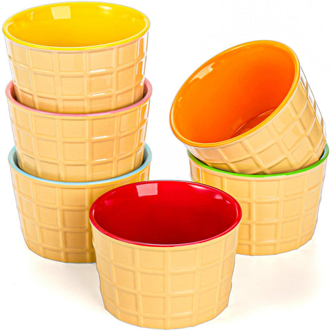 Elsjoy tazas cerámicas para helado 9oz, set de 6, porciones generosas y coloridas