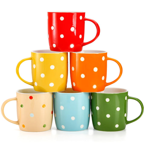 Taza Elsjoy lunares azul para café diario con estilo