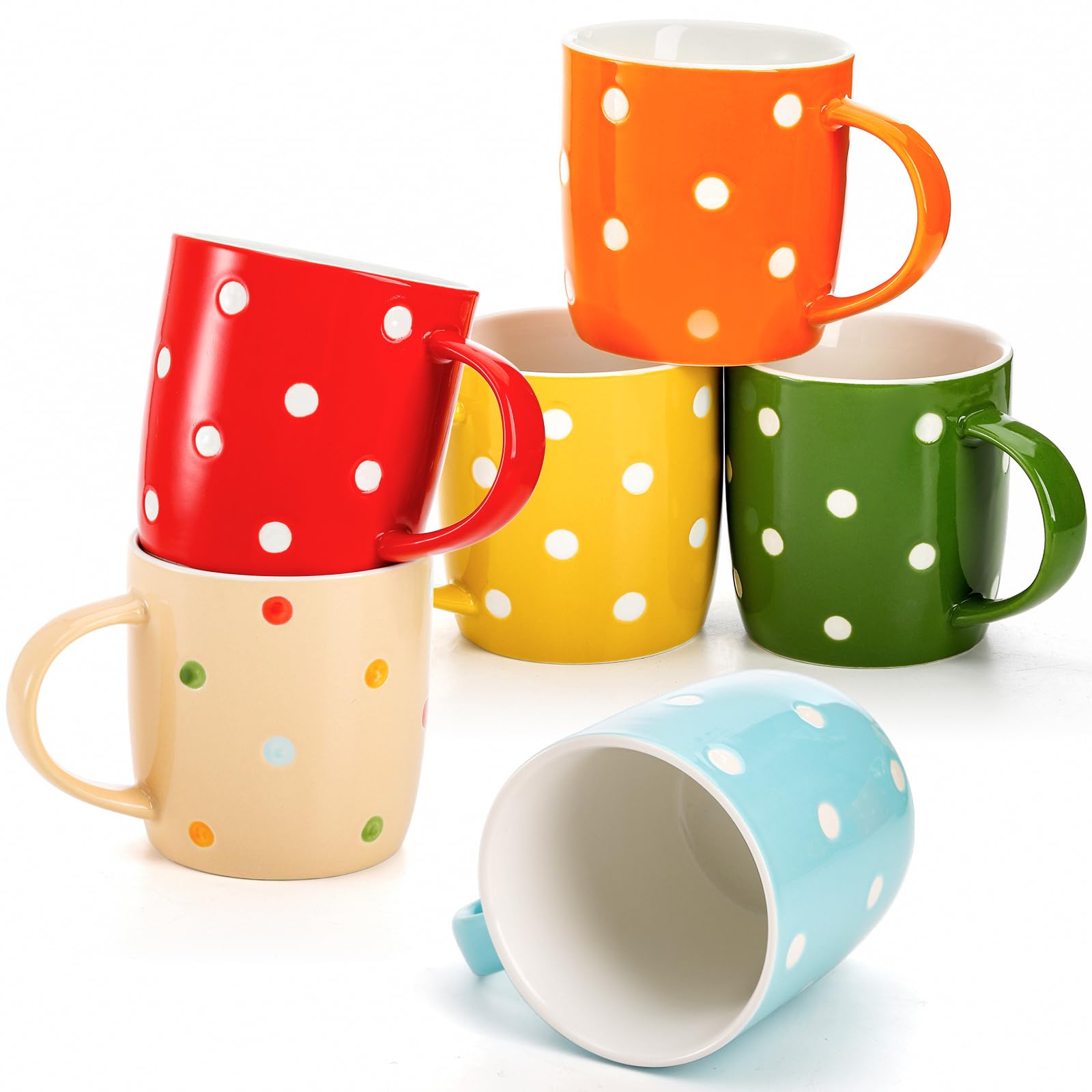 Taza Elsjoy lunares naranja, perfecta para cacao cremoso
