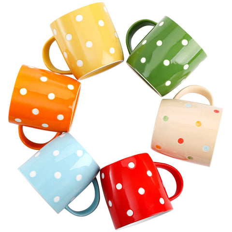 Taza Elsjoy lunares verde para leche caliente matutina
