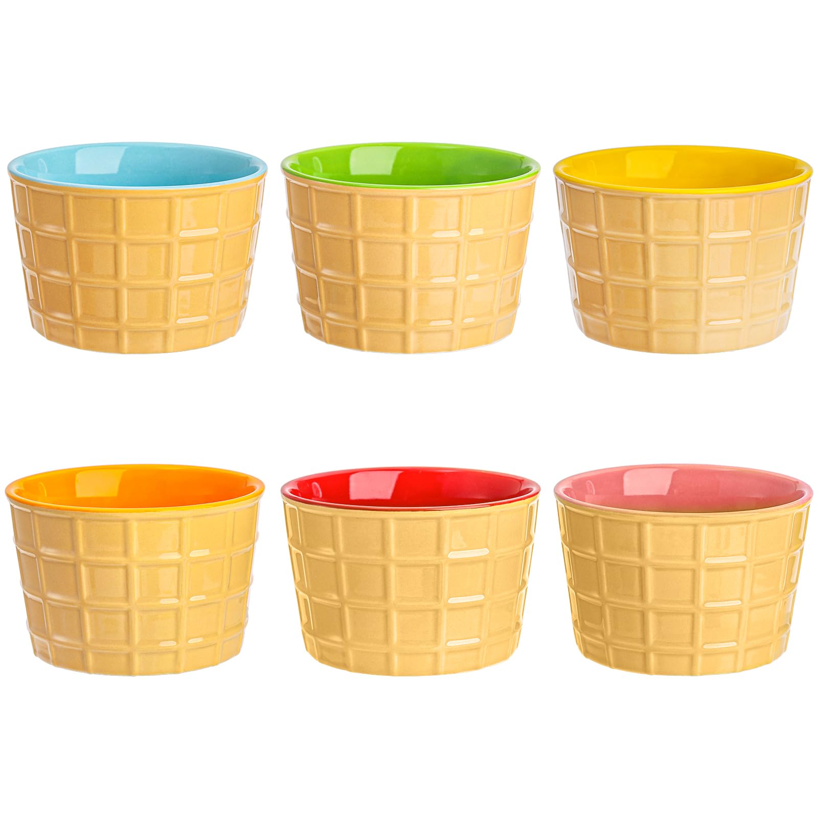 Elsjoy vasos dulces cerámicas con textura gofre, ideales para postres helados coloridos