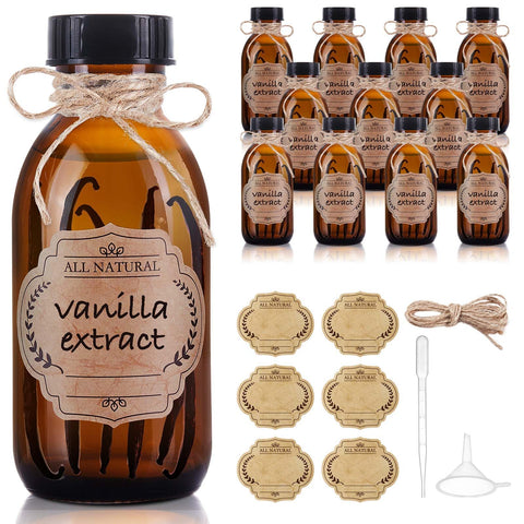 Elumeiro pack 12 botellas vidrio ámbar con tapa, ideal para extractos caseros.
