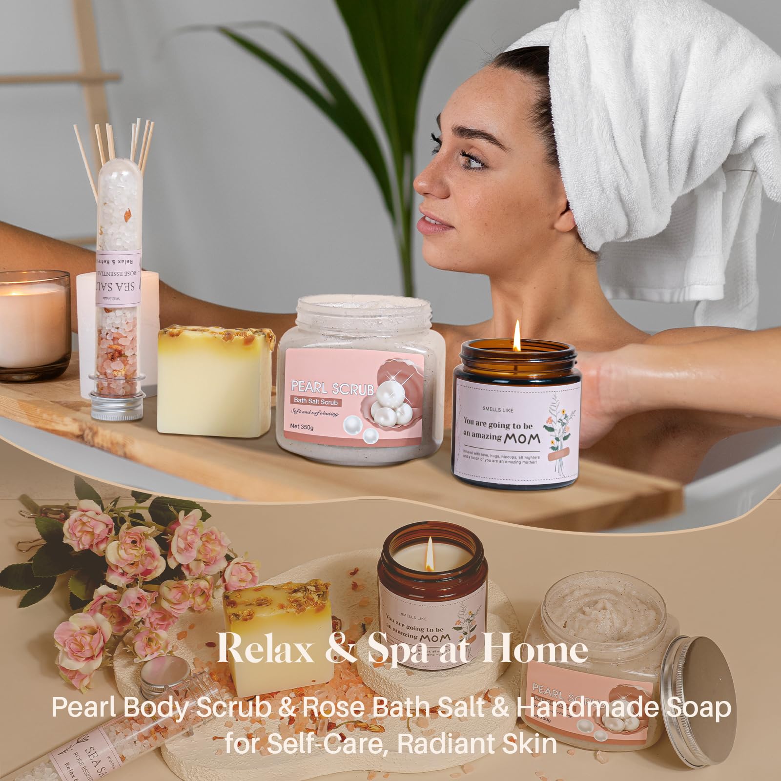Sales de baño de rosas Elysirise, para un momento de relajación.