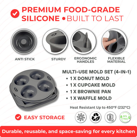 EM moldes de silicona para freidora de aire, donas perfectas y limpieza sin esfuerzo.