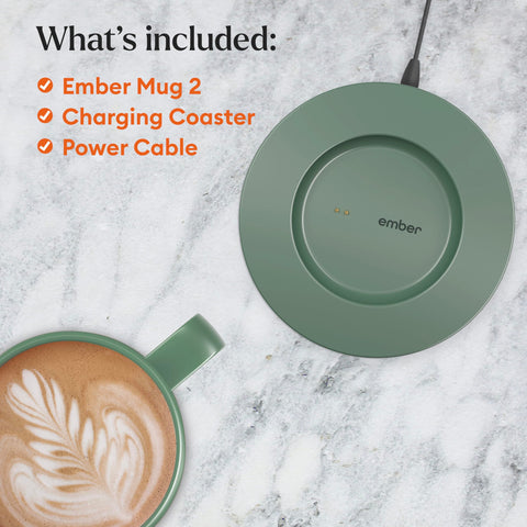 Ember Taza 14oz, indicador luminoso que señala la temperatura perfecta.