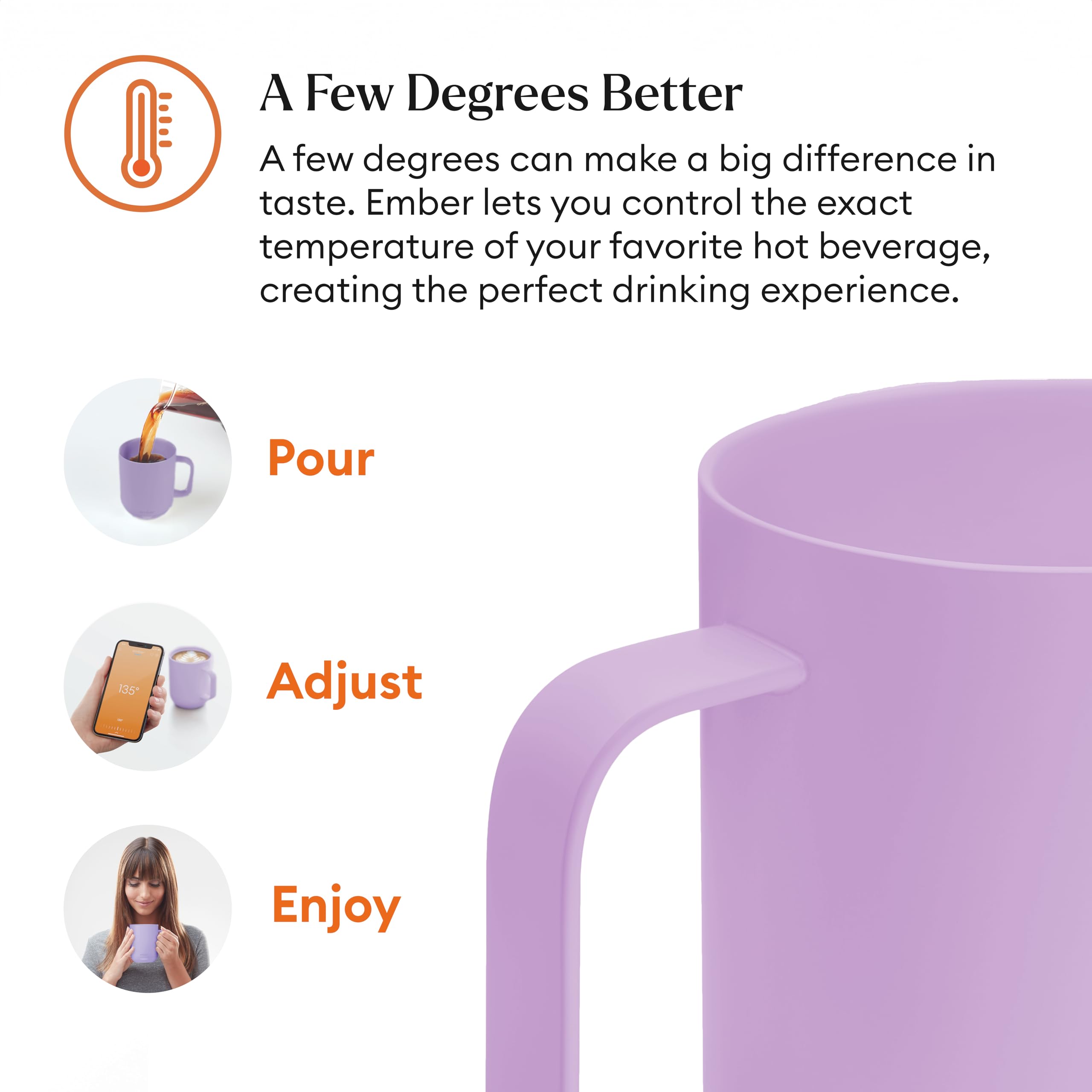 Ember Taza detectores de movimiento y modo dormir automático para ahorro de energía.