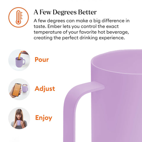 Ember Taza detectores de movimiento y modo dormir automático para ahorro de energía.