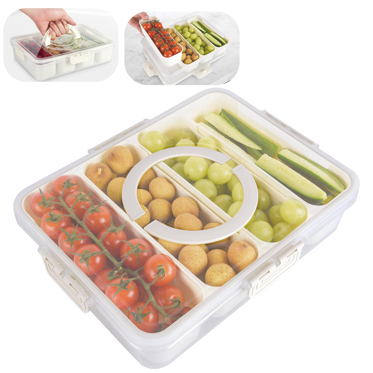 EMCHI Snackle Box: caja dividida con 4 compartimentos para snacks y frutas