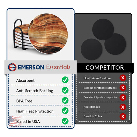 Protege superficies con posavasos absorbentes de Emerson Essentials