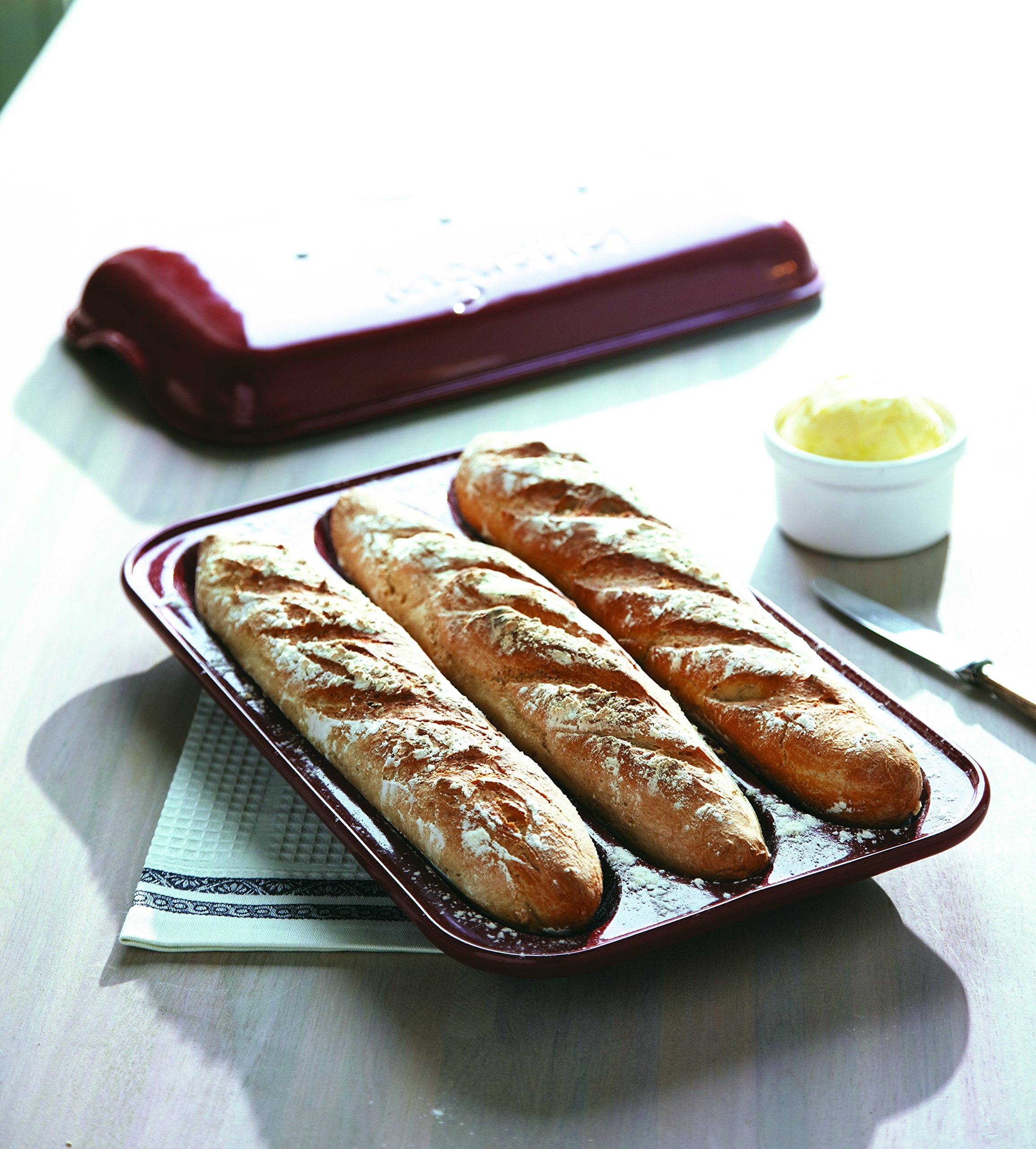 Emile Henry Baguette Baker Burgundy resistencia cambio temperatura hornea desde congelado