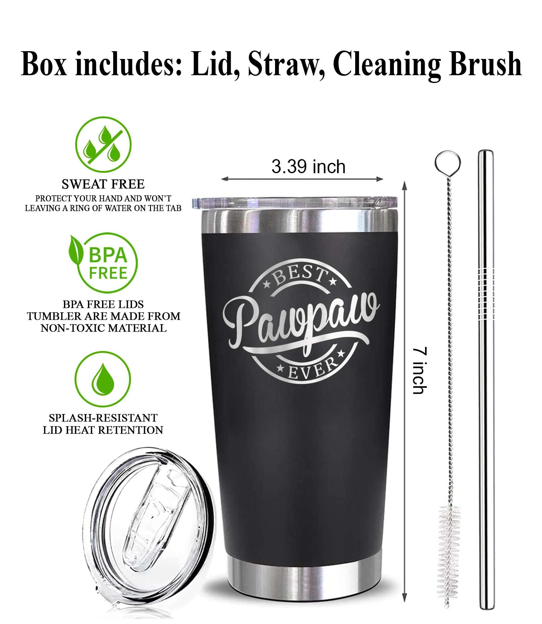 Emily Gift Vaso térmico Pawpaw con tapa sin BPA para transporte seguro.