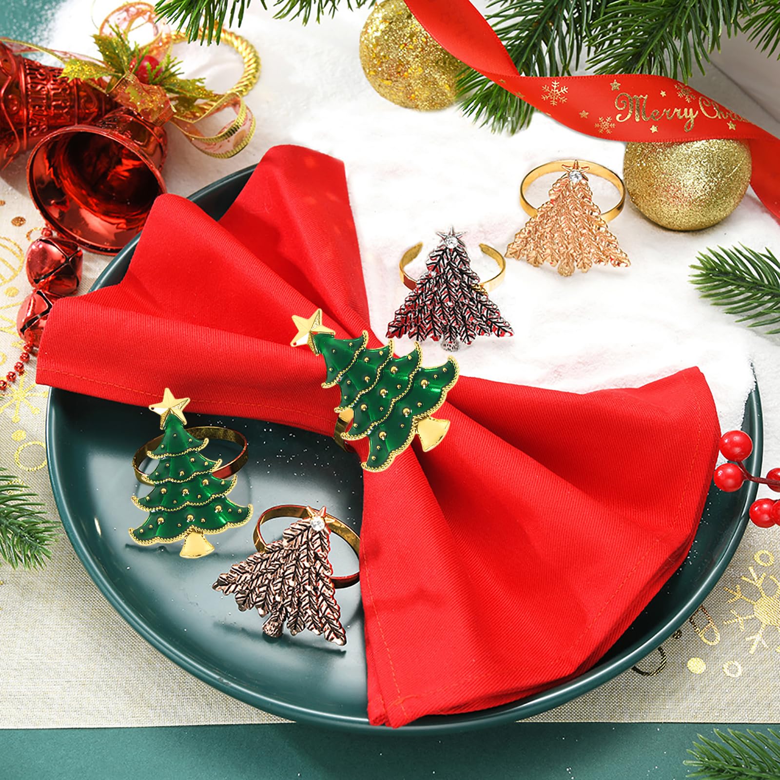 Emivery anillos navidad acabado metal brillante: aportan un toque premium.