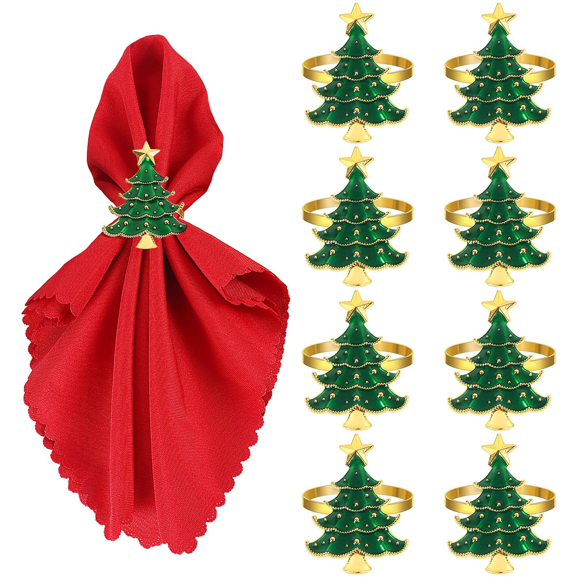 Emivery anillos servilleta navidad árbol metal 8: decoran la mesa con elegancia.