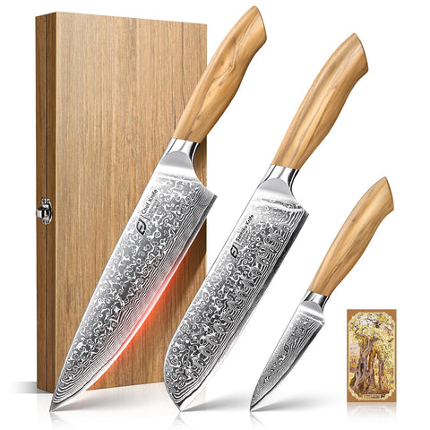 Emojoy cuchillo chef damasco 8pulgadas para cortes precisos