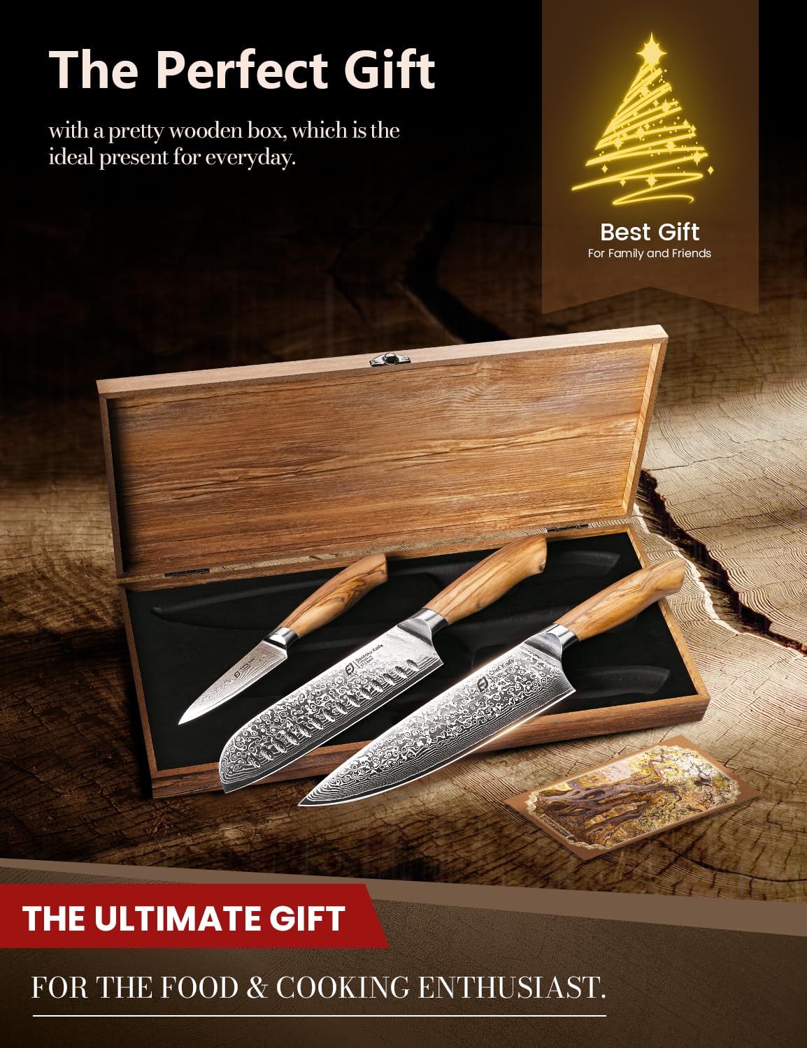 Emojoy cuchillo santoku damasco 7pulgadas ideal para verduras y carne