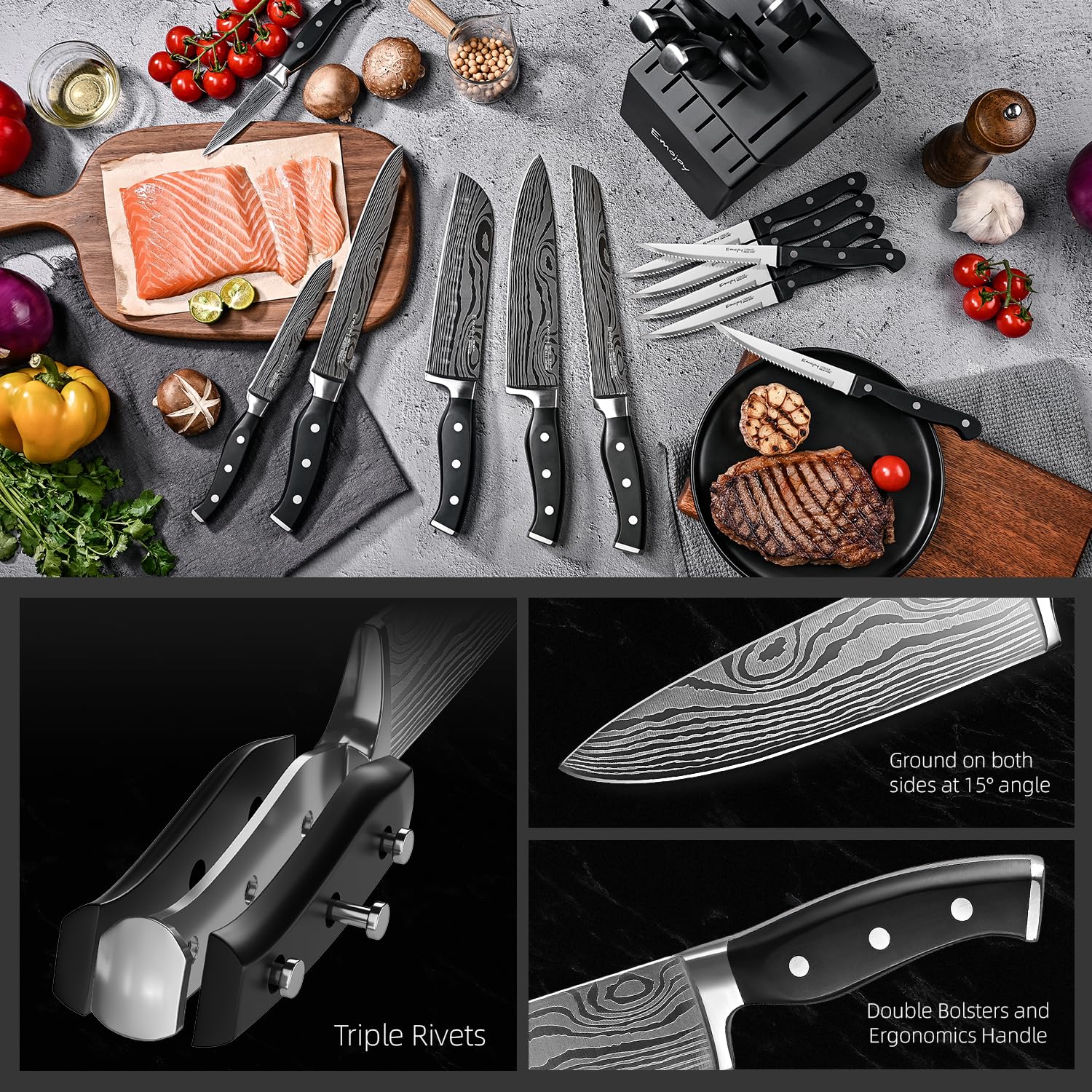 Emojoy cuchillo deshuesar 5 pulgadas: control preciso al deshuesar.