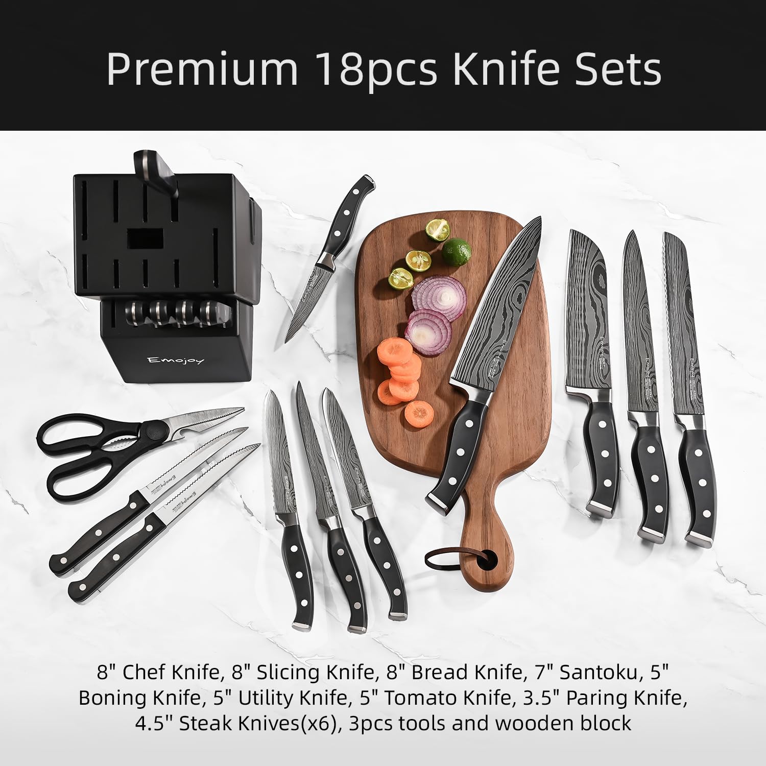 Emojoy cuchillo filetear 8 pulgadas: filo excepcional para rebanar.