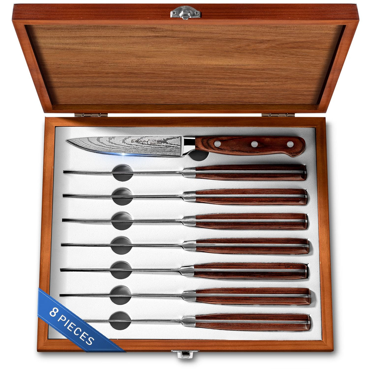 Cuchillos Emojoy para filete de 8 piezas con filo preciso para carnes tiernas.