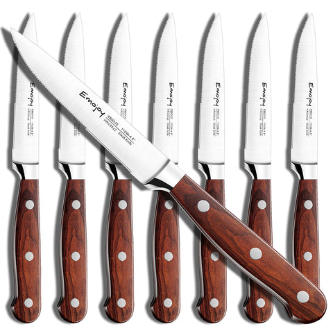 Emojoy cuchillos filete set de 8 piezas con caja regalo para mesa elegante
