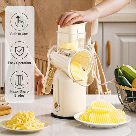 Incluye rebanador y pelador Emojoy para preparar queso y verduras con facilidad.