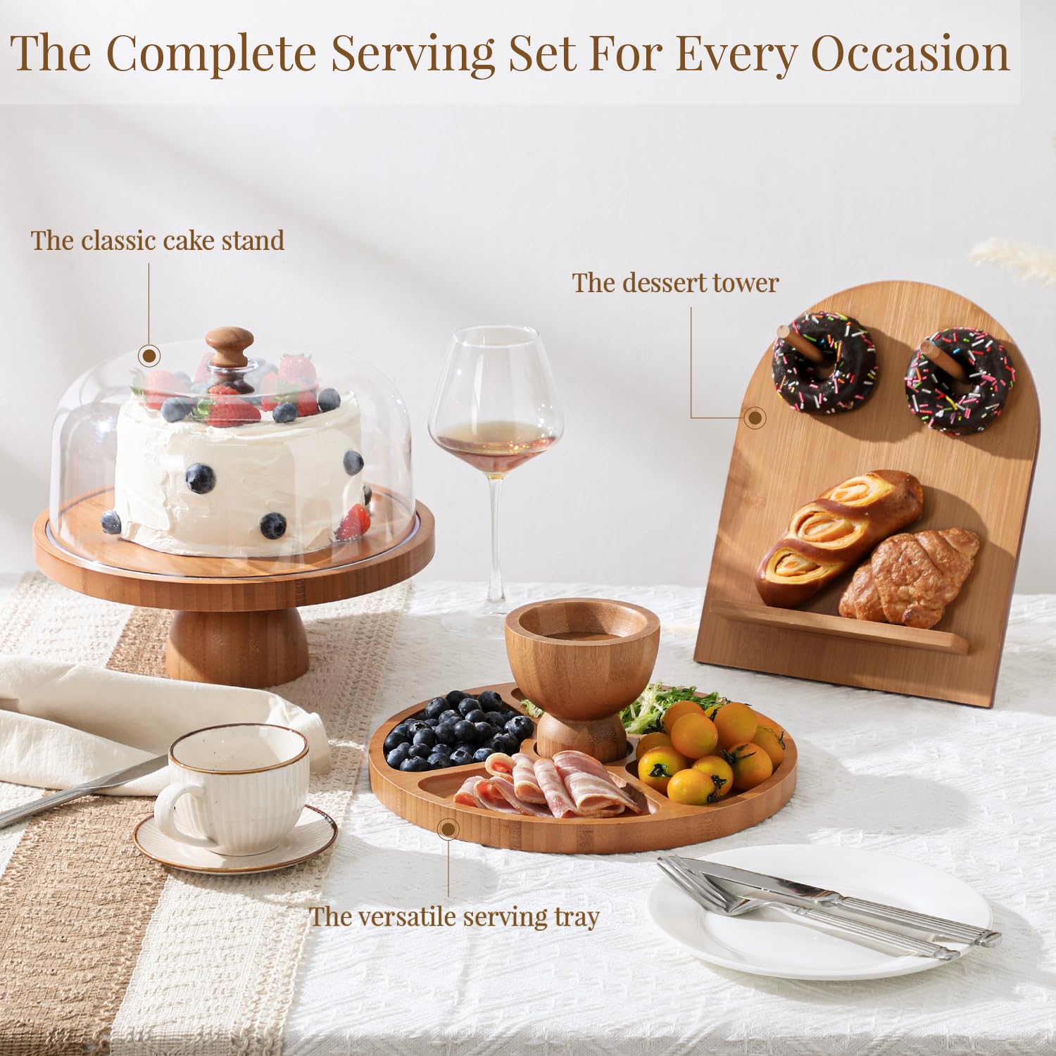 Tabla de charcutería y bandeja de bambú elegante para regalos.