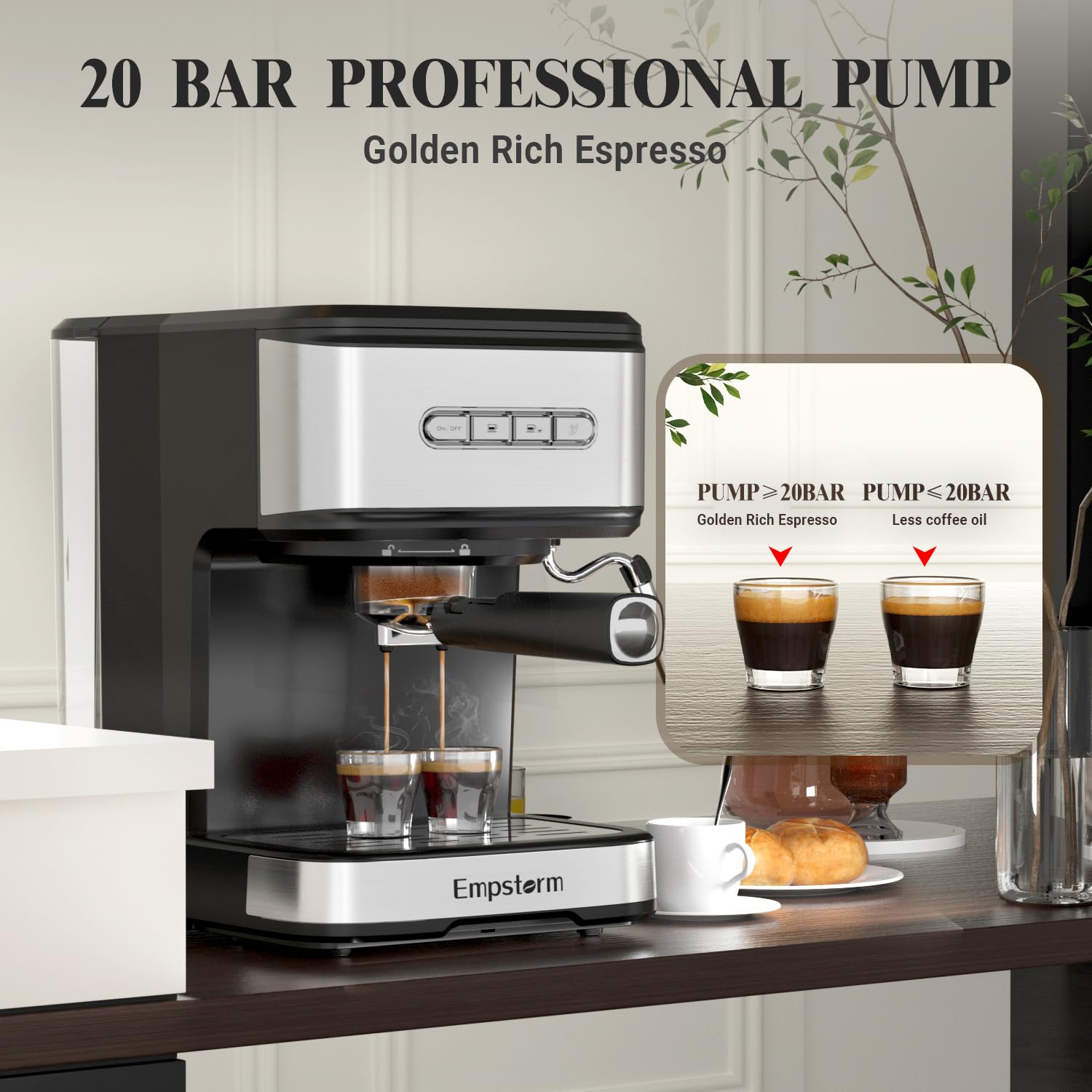 Empstorm cafetera espresso varita de vapor, crea microespuma para capuchinos.