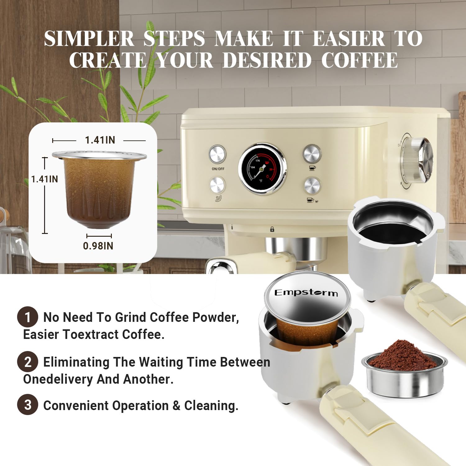 Empstorm Espresso Machine boquilla de vapor 360° para espumar leche.