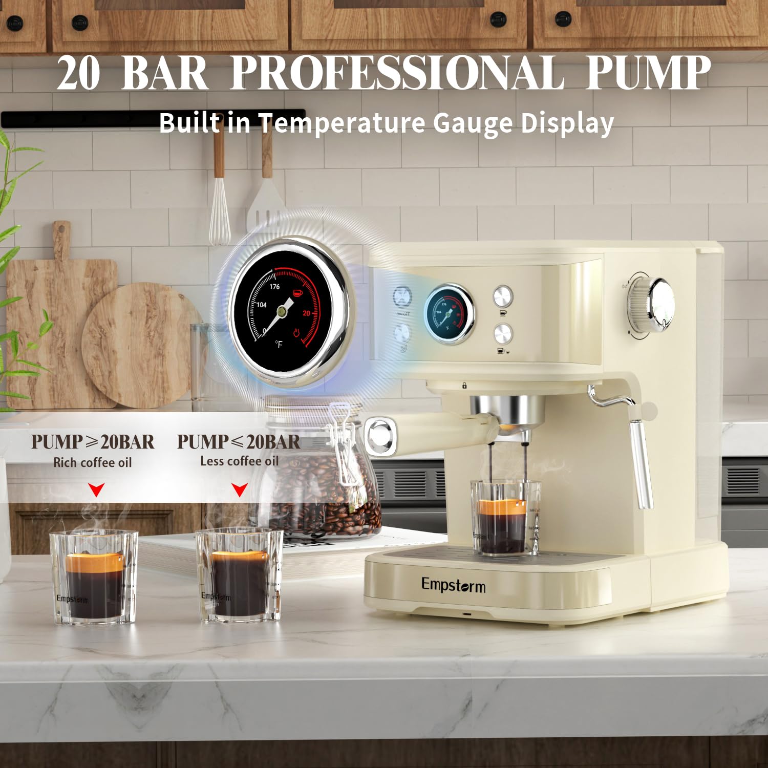 Empstorm Espresso Machine tanque de 1500 ml para varias tazas.