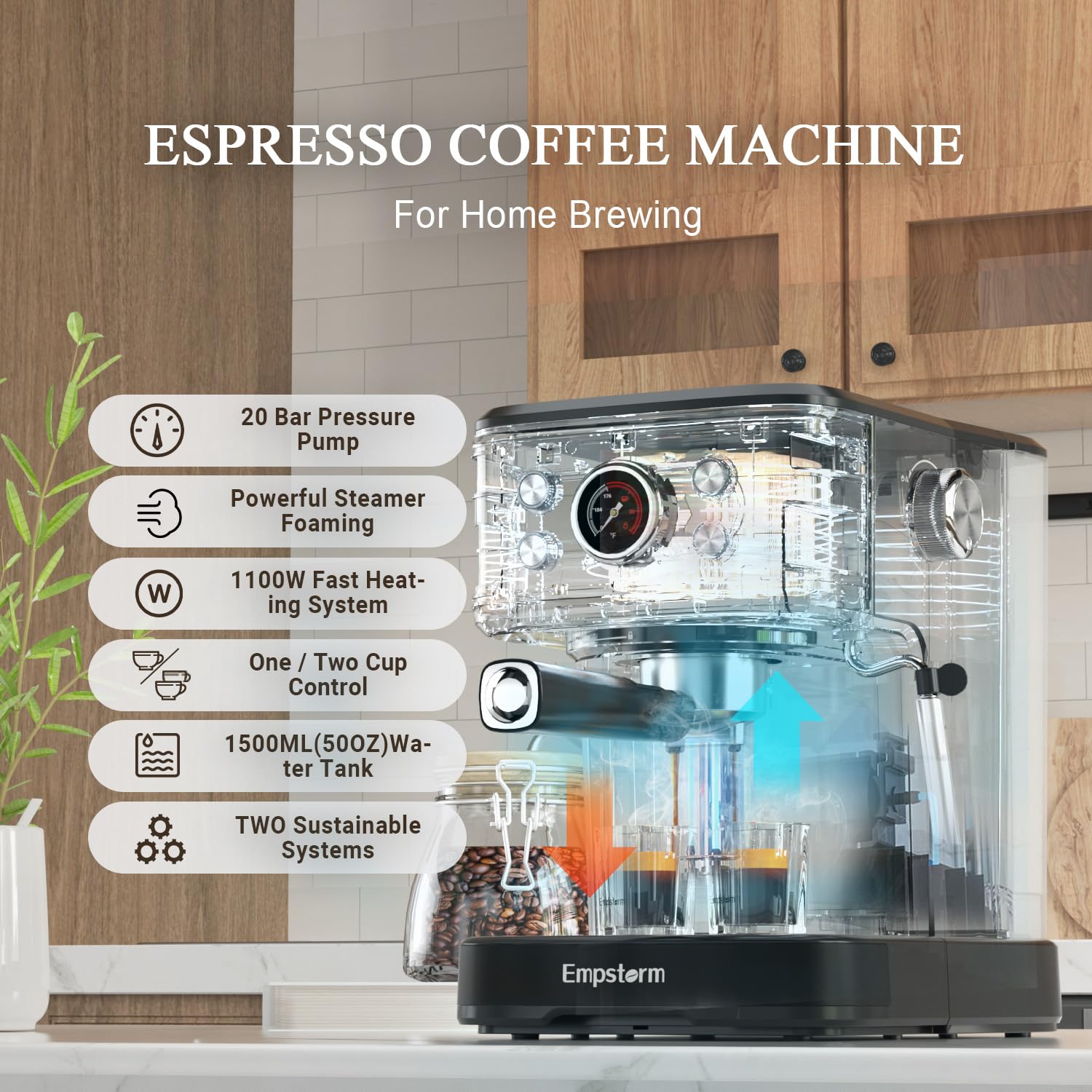 Empstorm Vaporizador 360°: espuma de leche estable para cappuccino