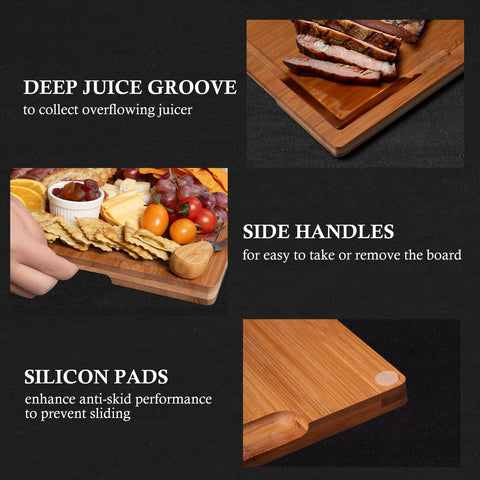 Empune tabla de cortar bambú Grande 14 pulgadas para verduras y carnes