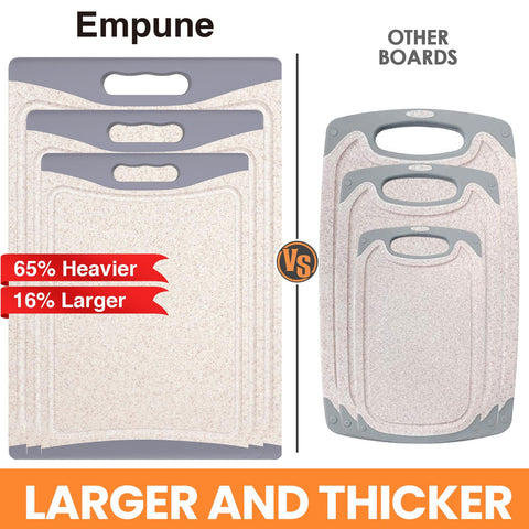 Empune tabla grande, ideal para cortar grandes lotes de ingredientes sin cambiar de tabla.