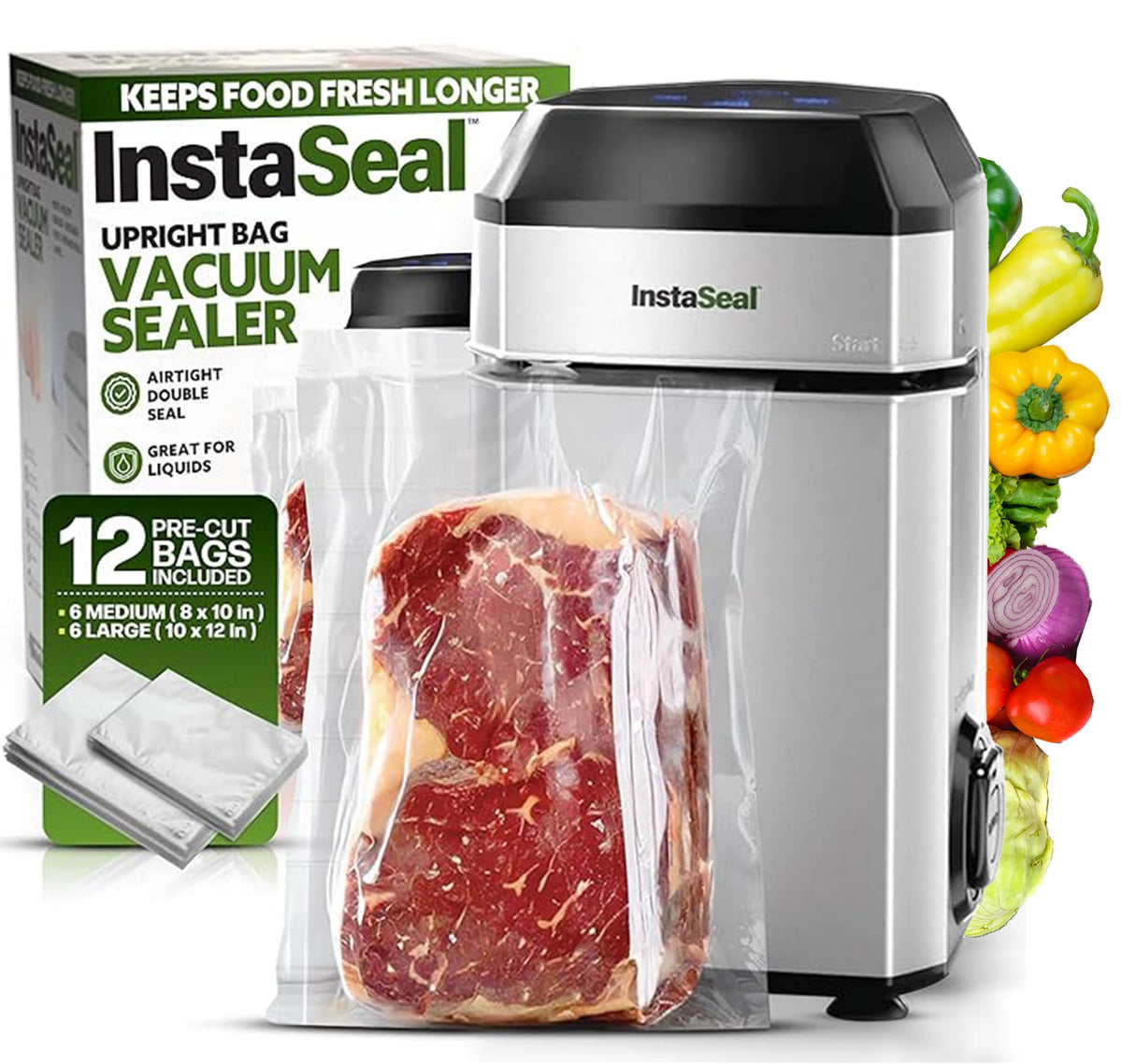 EMSON InstaSeal sella alimentos en vertical para evitar derrames y conservar sabor